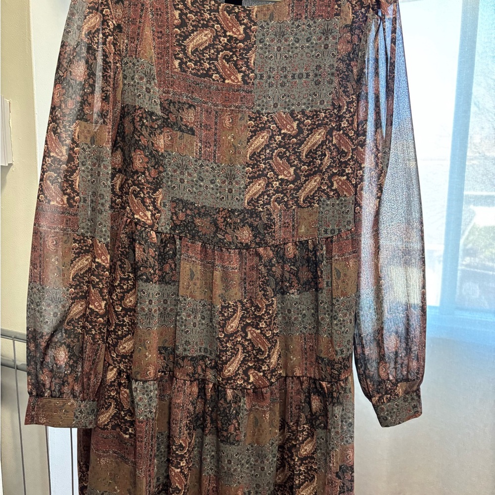 Elegant Paisley Patchwork Dress